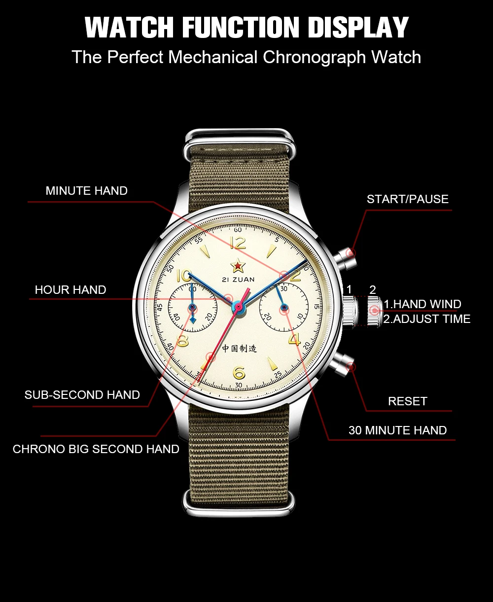 Seakoss Men 1963 Chronograph 38mm 40mm Acrylic Sapphire Glass Luminous Seagull ST1901 Movement Pilot Aviation Mechanical Watches
