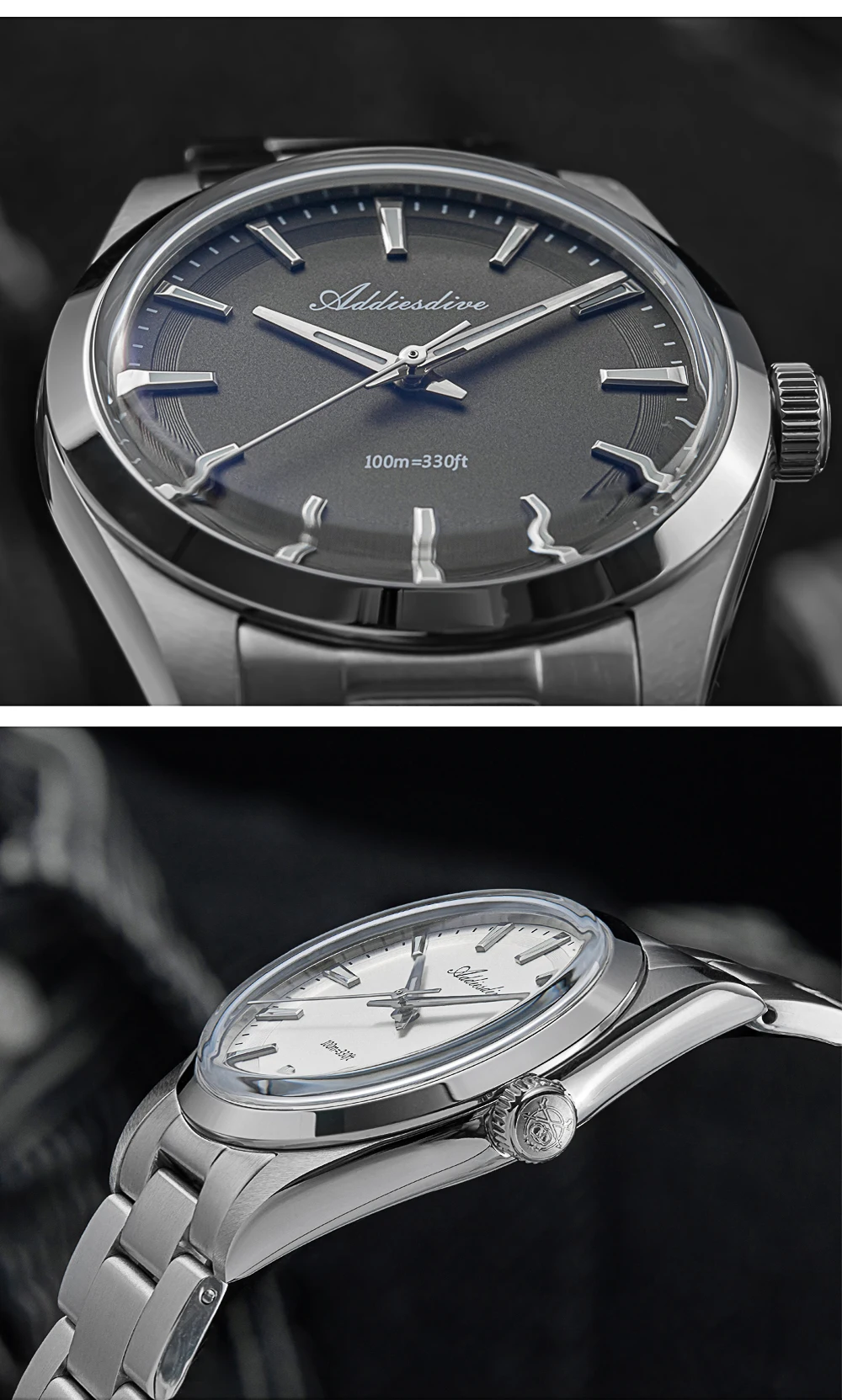 ADDIESDIVE Men's Luxury Watch AD2066 100m Waterproof BGW9 Super Luminous Reloj Hombre VH31 Quartz Watches 316L Stainless Steel