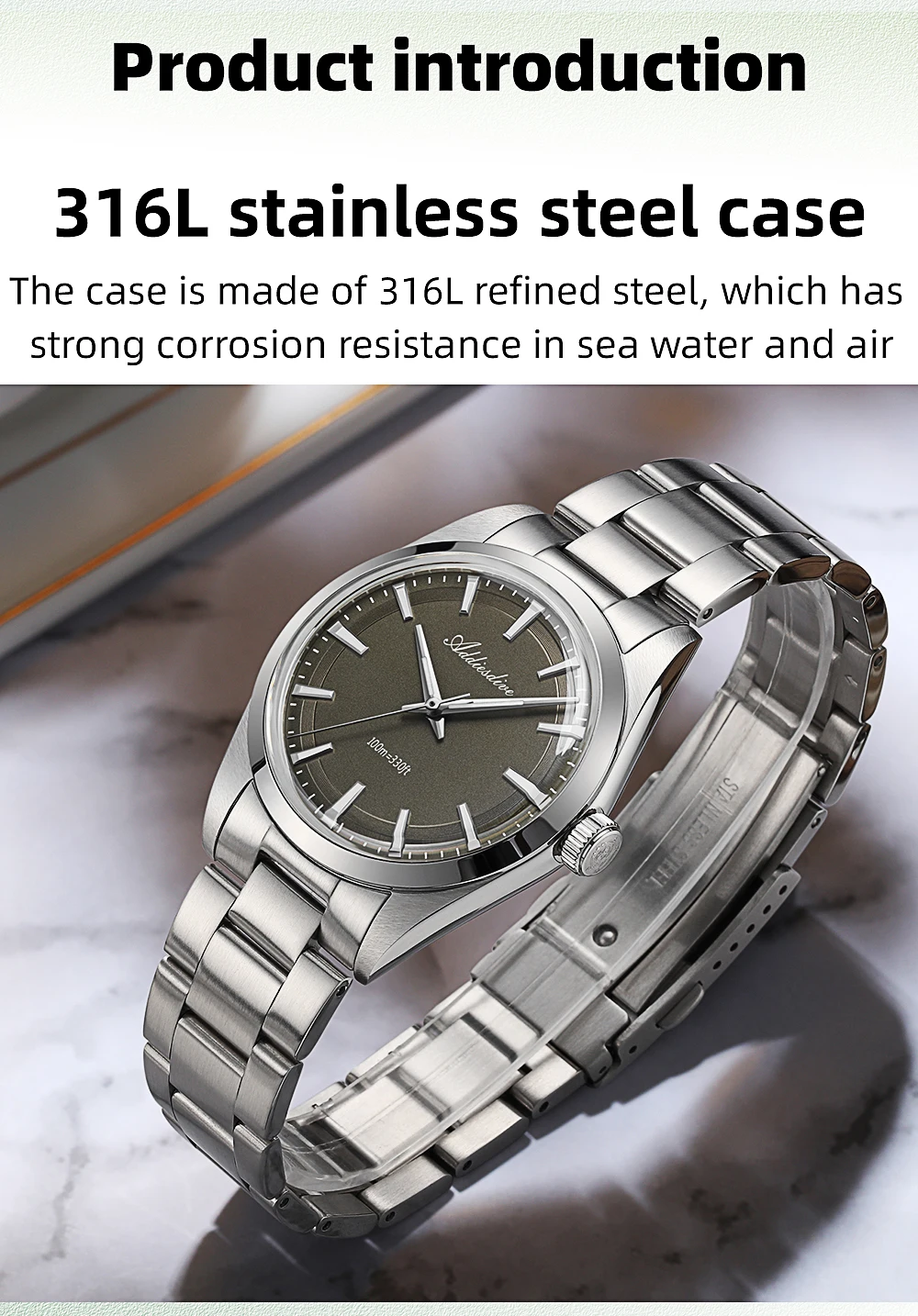 ADDIESDIVE Men's Luxury Watch AD2066 100m Waterproof BGW9 Super Luminous Reloj Hombre VH31 Quartz Watches 316L Stainless Steel
