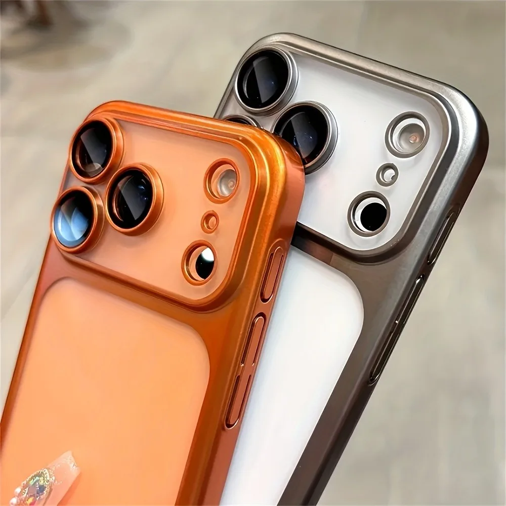 Luxury Plating Matte Hard Phone Case for iPhone 18 17 Air 16 15 14 13 ProMax Camera Lens Film Protector Frosted Shockproof Cover