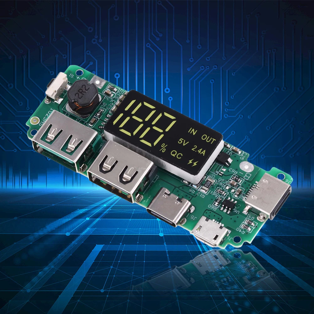 LED Dual USB 5V 2.4A Micro/Type-C USB Mobile Power Bank 18650 Charging Module Lithium Battery Charger Board Circuit Protection
