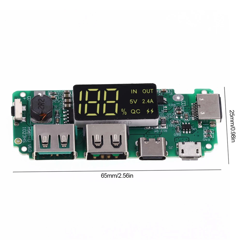 LED Dual USB 5V 2.4A Micro/Type-C USB Mobile Power Bank 18650 Charging Module Lithium Battery Charger Board Circuit Protection