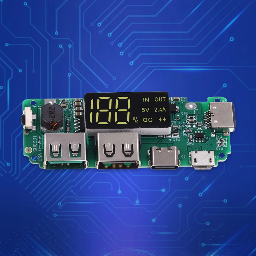 LED Dual USB 5V 2.4A Micro/Type-C USB Mobile Power Bank 18650 Charging Module Lithium Battery Charger Board Circuit Protection