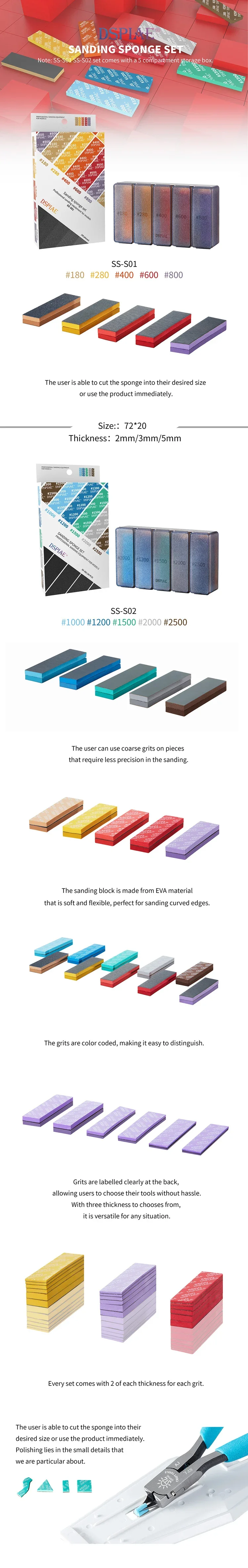 DSPIAE Sanding Sponge Set For Gundam GK Military Model Combo Arc Grinding Polishing Sandpaper Making Tool Kit Sanding Paper 30Pc