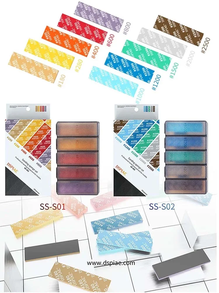 DSPIAE Sanding Sponge Set For Gundam GK Military Model Combo Arc Grinding Polishing Sandpaper Making Tool Kit Sanding Paper 30Pc