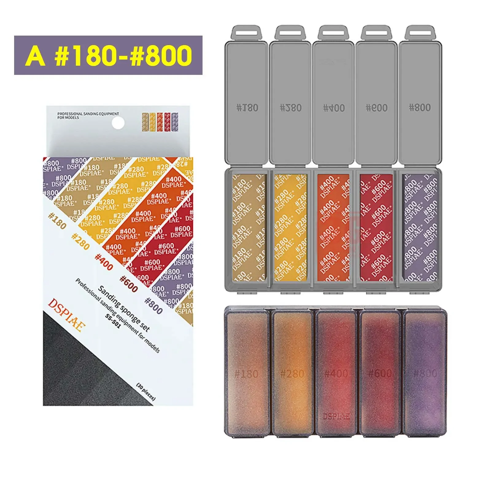 DSPIAE Sanding Sponge Set For Gundam GK Military Model Combo Arc Grinding Polishing Sandpaper Making Tool Kit Sanding Paper 30Pc