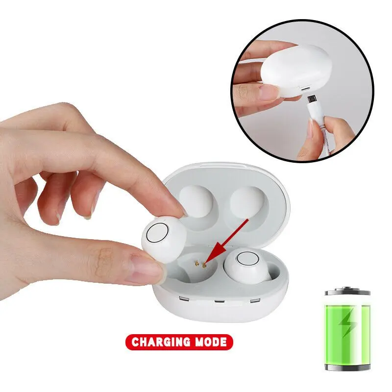 JINGHAO Hearing Aids Sound Amplifier Rechargeable Digital Sound Enhance For Elderly Father Mother Gift White