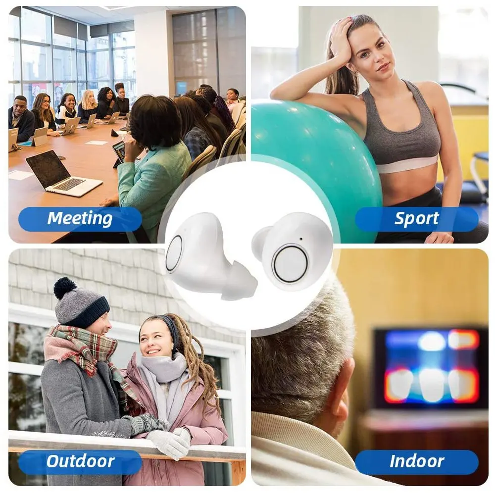 JINGHAO Hearing Aids Sound Amplifier Rechargeable Digital Sound Enhance For Elderly Father Mother Gift White