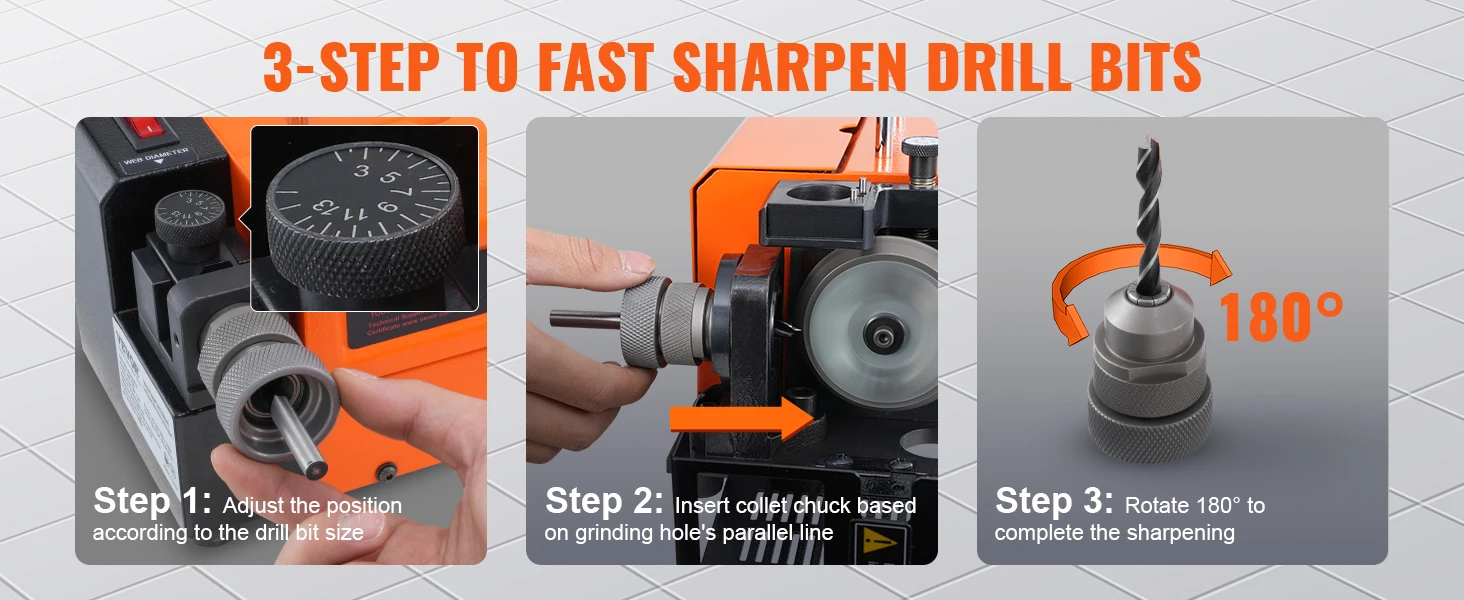 SucceBuy Drill Bits Sharpener 3-13mm Mill Grinder Sharpener Portable Sharpening Angle Grinder w/ 11 Collet For Factory Workshop