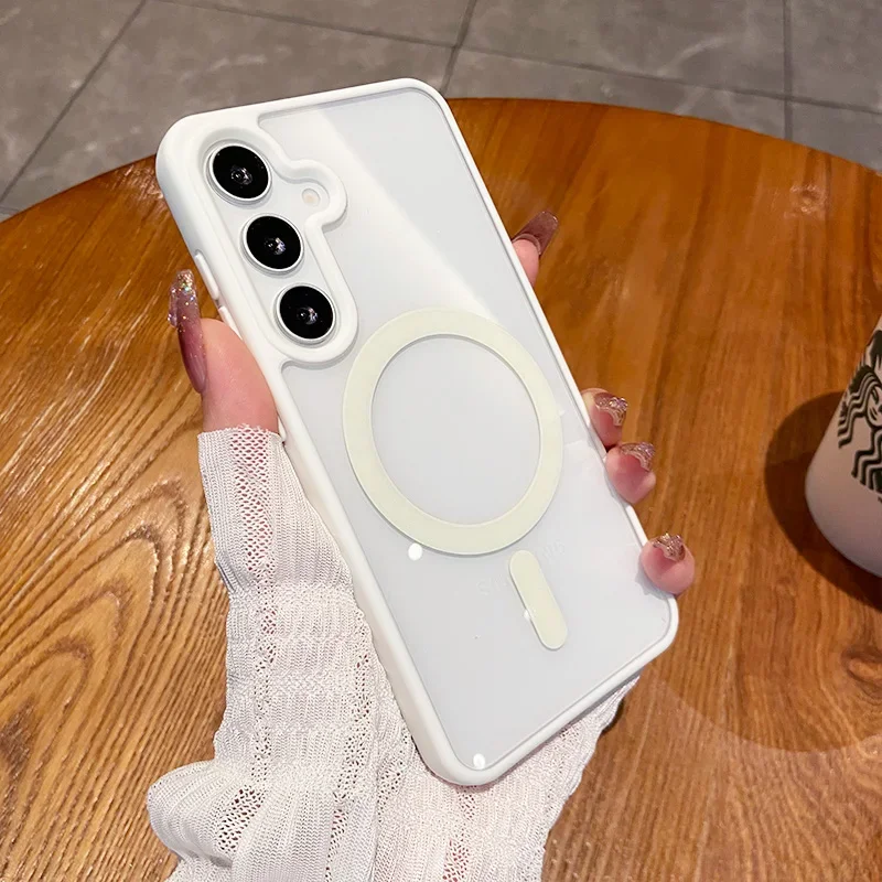 For Magsafe Wireless Charge Case for Samsung Galaxy S26 S25 FE S22 S23 Plus S24 Ultra Clear Shockproof Magnetic Bumper Cover