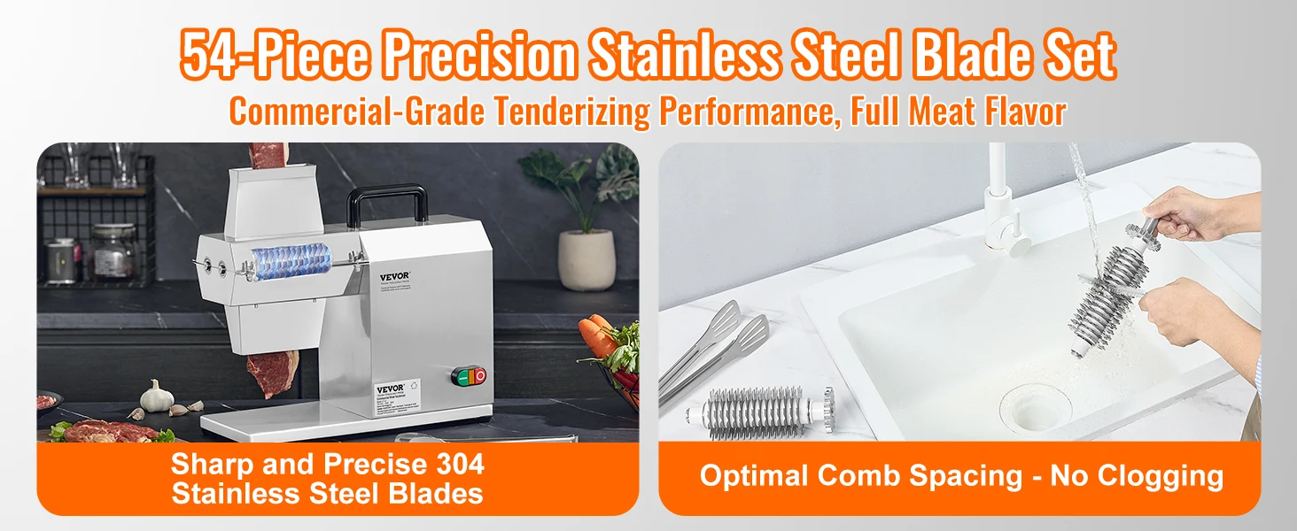 SucceBuy 17inch 54 Blades Commercial Meat Tenderizer 450W Electric Meat Tenderizer Machine for Pork Chicken Fish