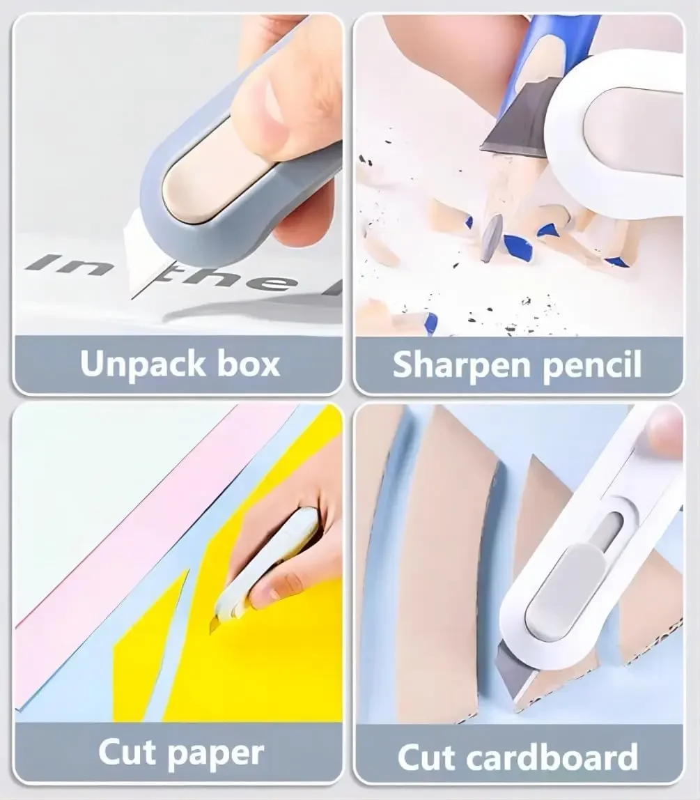 6 Boxes Portable Box Cutter, Retractable Multifunctional Cute Knife for Office, Home, Crafts, Carton, Cardboard, Paper, DIY