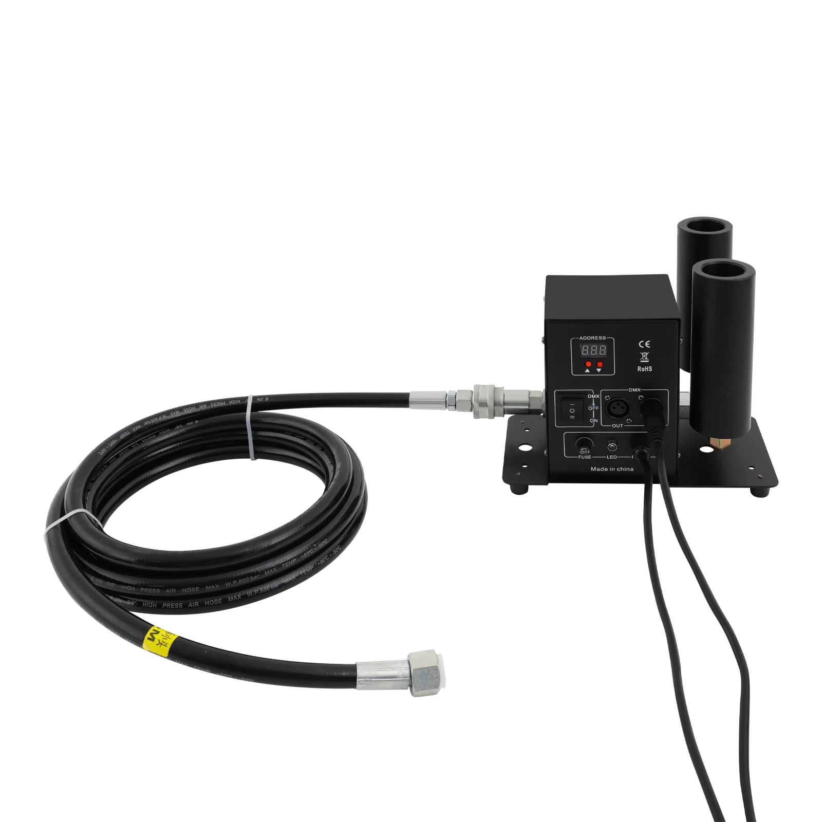 Dual-Nozzle Design 150W CO2 Jet Fog Machine with a 19.69-26.25ft Jetting Distance, Atmosphere Creator for Concerts/Bars/Venues