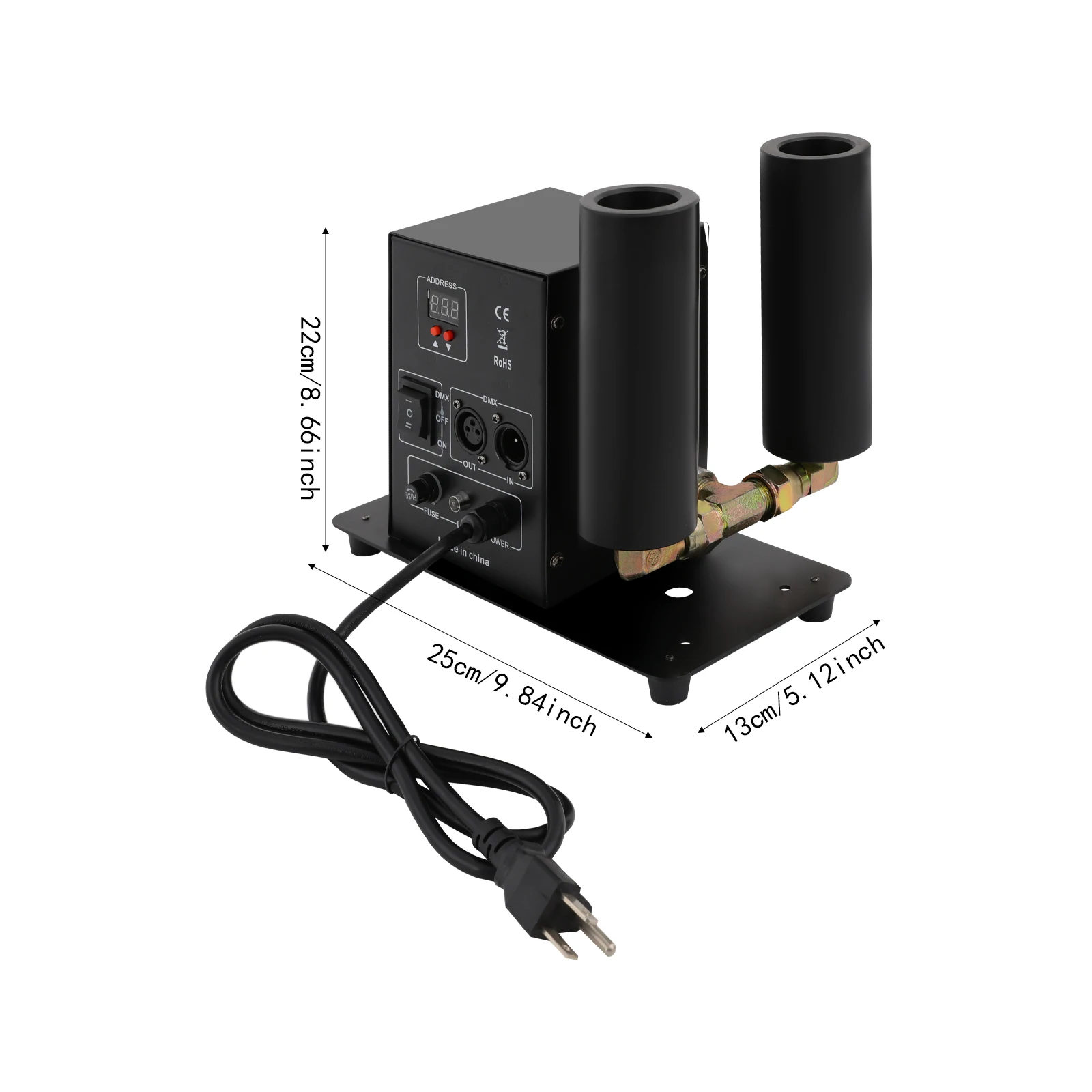 Dual-Nozzle Design 150W CO2 Jet Fog Machine with a 19.69-26.25ft Jetting Distance, Atmosphere Creator for Concerts/Bars/Venues