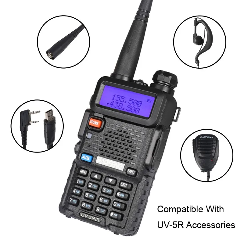 4Pcs Baofeng UV-5R 5W Tri-Power Walkie Talkie High Power Dual Band Long Range Portable Handheld UV 5R Radio