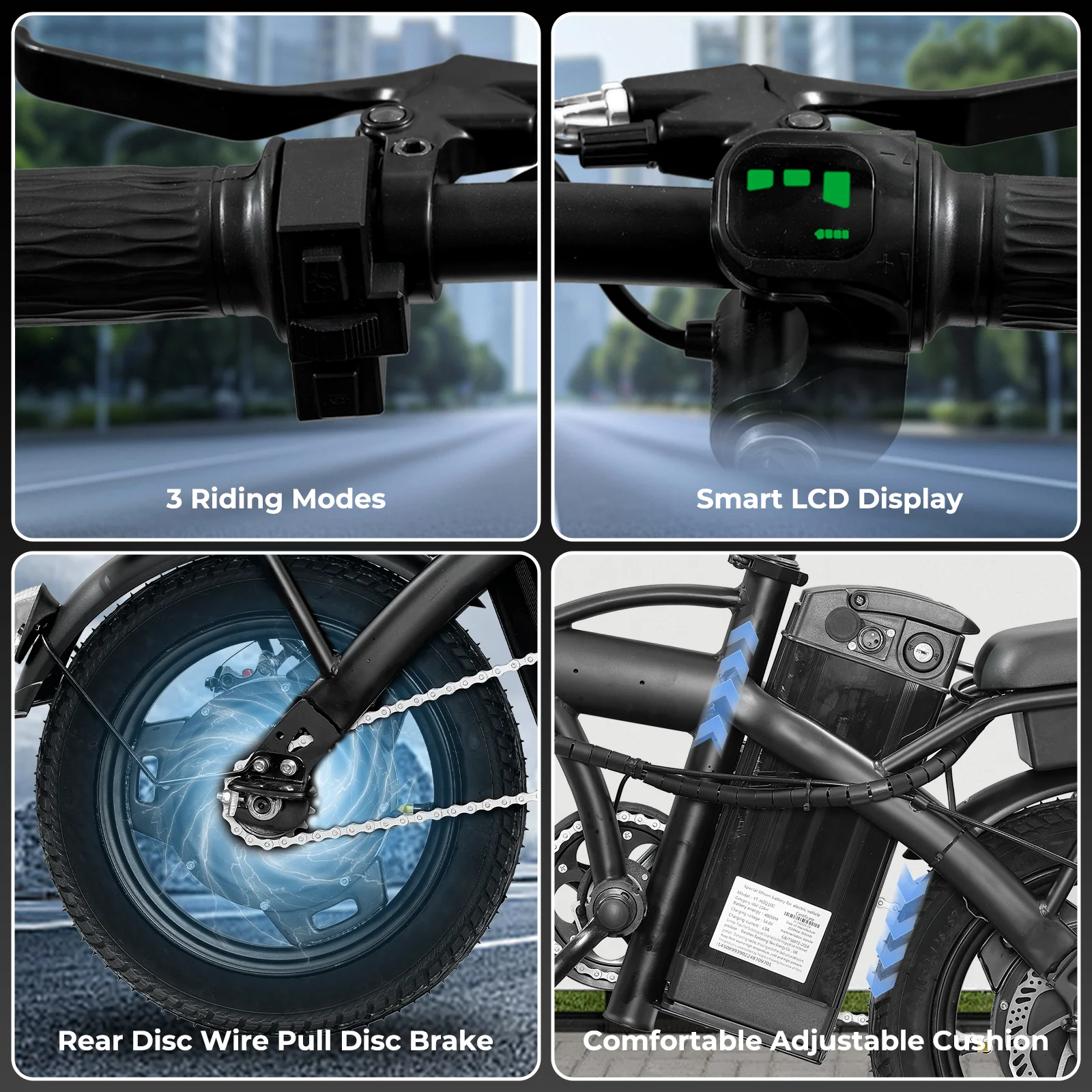 Adult Electric Bike, 20 MPH,560W Motor,48V Removable Battery,14inch Folding Electric Bike,Maximum 32 Miles,1Year Warranty Ebike