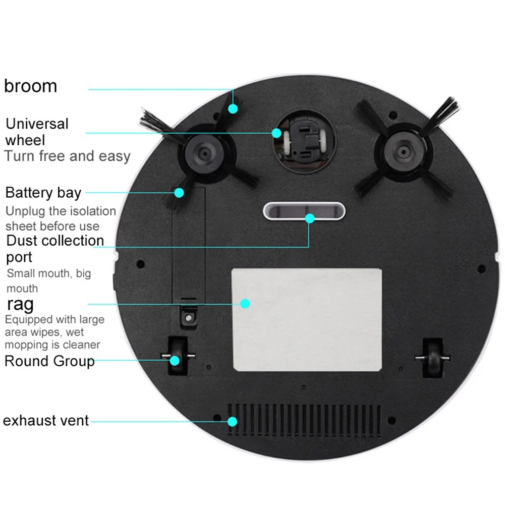 Robotic Vacuum 3-in-1 Cleaner With Integrated Home Sweeping, Mopping Cleaning USB Charging Vacuum Cleaner 1000Pa for Home Floor