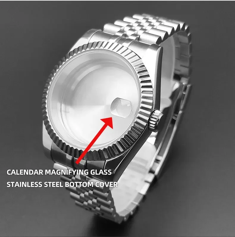 36mm/39mm Sapphire Glass For Men Watch Case Fit NH36 NH34 NH35 Movement FashionWaterproof Jubilee Stainless Steel