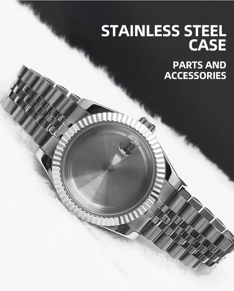 36mm/39mm Sapphire Glass For Men Watch Case Fit NH36 NH34 NH35 Movement FashionWaterproof Jubilee Stainless Steel