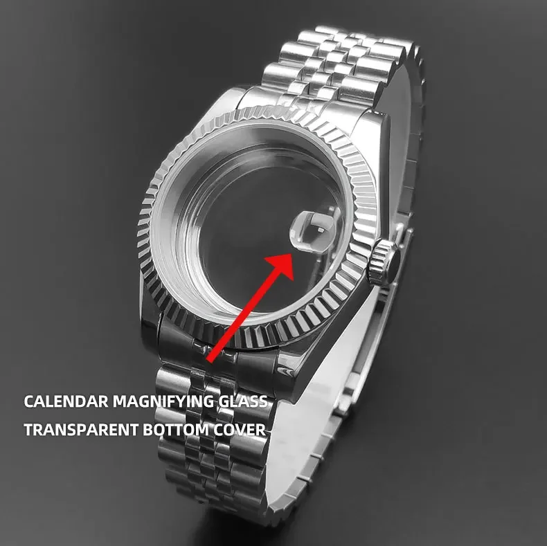 36mm/39mm Sapphire Glass For Men Watch Case Fit NH36 NH34 NH35 Movement FashionWaterproof Jubilee Stainless Steel