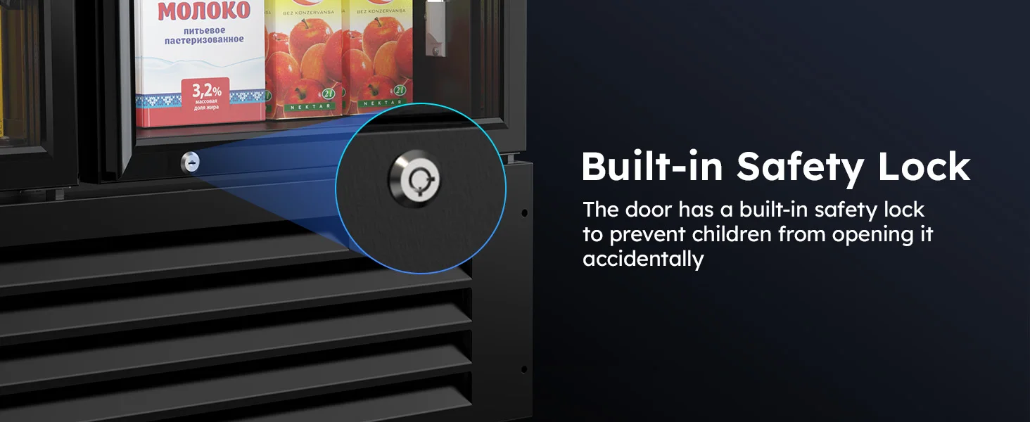 56 Cu Ft Commercial Display Fridge for Beverage 3 Glass Door Upright Refrigerator Merchandiser with Front LED Light for Shop Bar