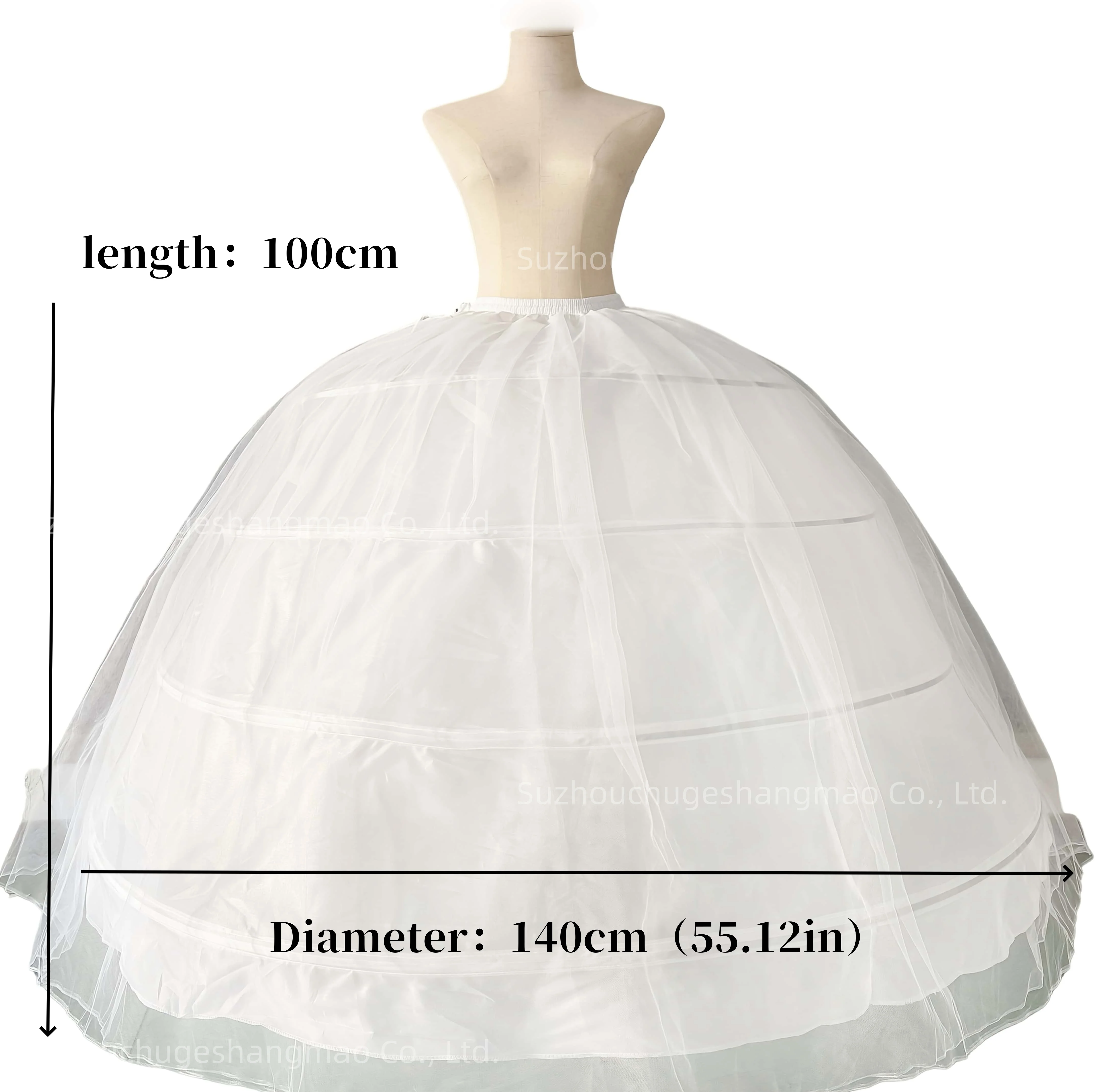 New Hot Sell 4 Hoops Big White/Black Petticoat Super Fluffy Crinoline Slip Underskirt For Wedding Dress Bridal Gown In Stock