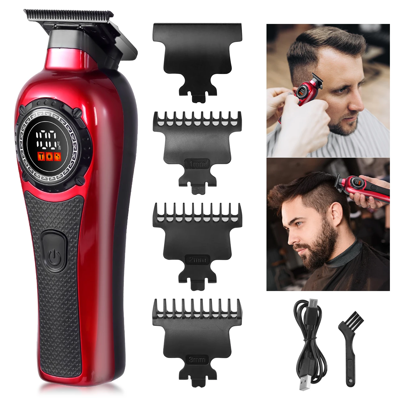 Solimpia Professional Hair Trimmer Man Electric Hair Clipper Barber Shop Carving Machine DLC Blade 7000RPM Rotating Motor