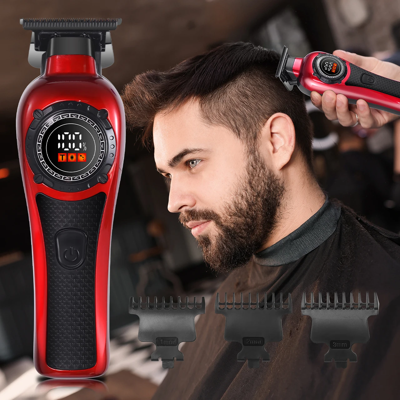Solimpia Professional Hair Trimmer Man Electric Hair Clipper Barber Shop Carving Machine DLC Blade 7000RPM Rotating Motor