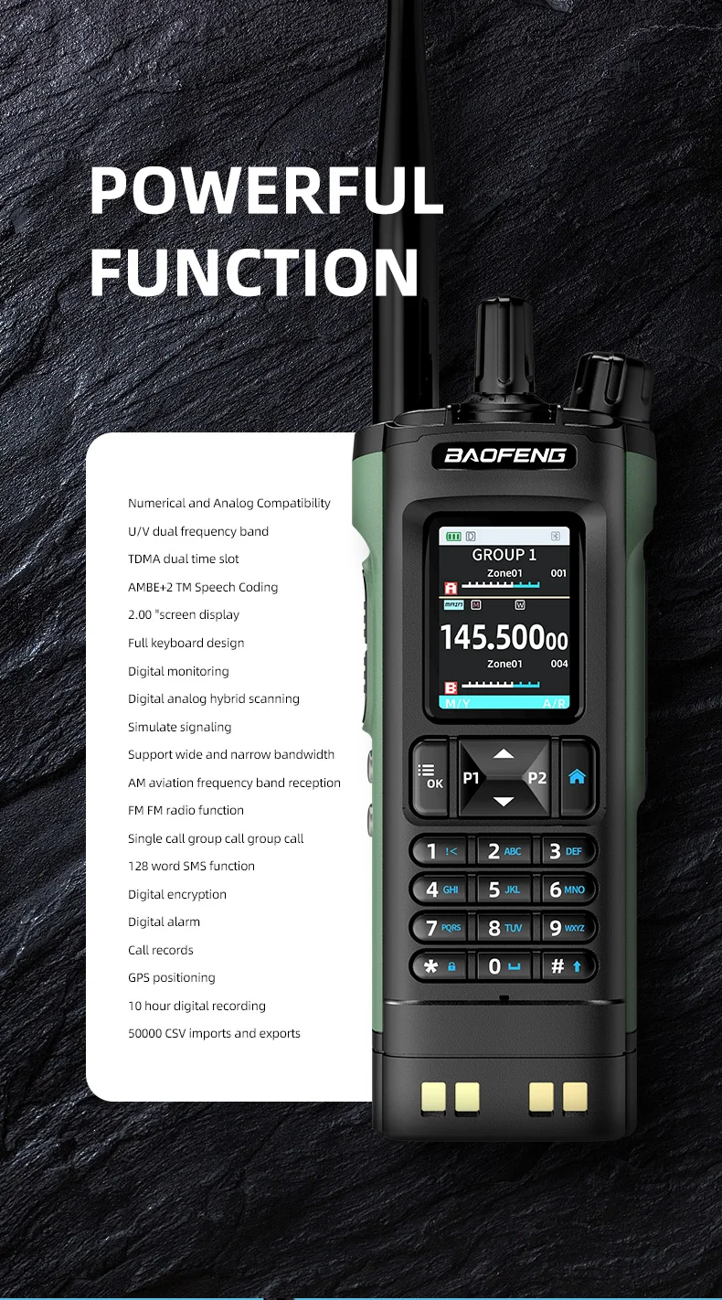 New BAOFENG DM32 Walkie Talkie DMR GPS 10W Programming Multi Band Wireless Copy Frequency Type-C DM-32UV Ham 2 Way Ra