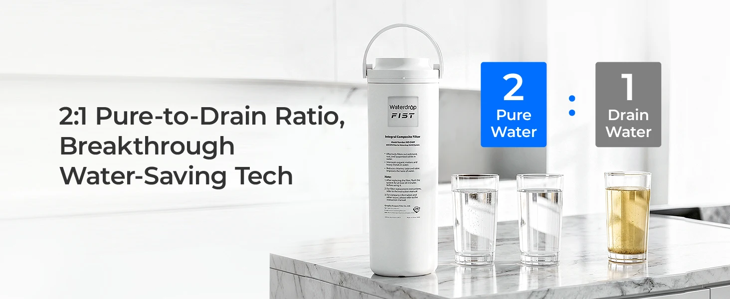 Waterdrop D6RF Filter, Replacement for D6 RO System, 1-Year Lifetime | 6-Stage Filtration, Under-Sink Reverse Osmosis Water Filter Replacement, Long Lifespan, High Capacity, Easy Replacement