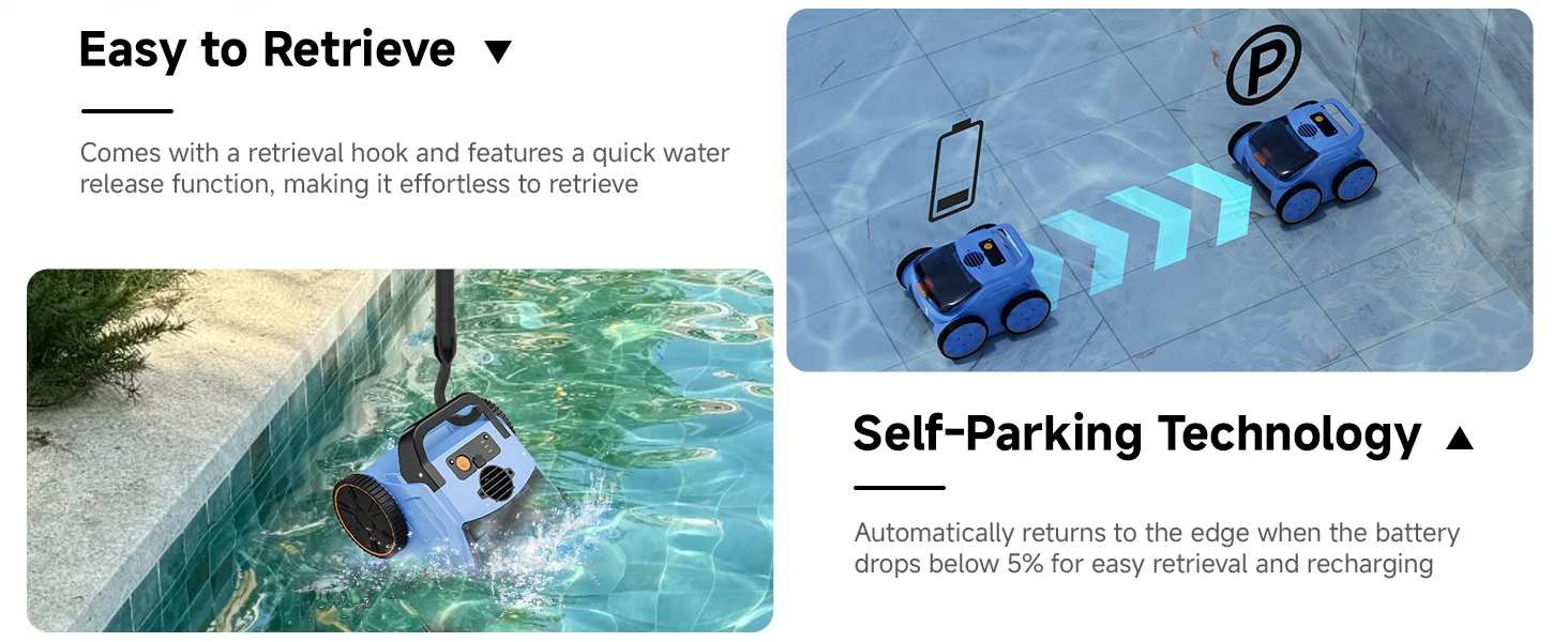 SEAUTO SAT20 Pool Vacuum Up to 180 Mins Run Time, Robotic Pool Cleaner Above Ground for Inground Pools up to 2000 Sq.ft