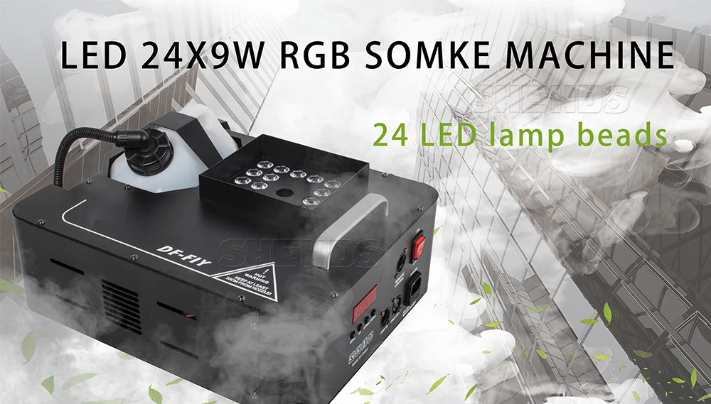 SHEHDS LED 24x9W RGB Somke Machine 1500W Smoke Machine Special effects equipment for KTV Party Wedding Concert