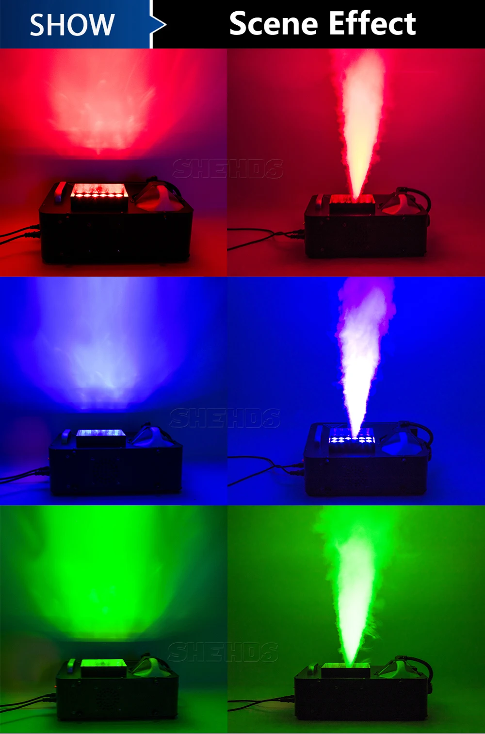 SHEHDS LED 24x9W RGB Somke Machine 1500W Smoke Machine Special effects equipment for KTV Party Wedding Concert