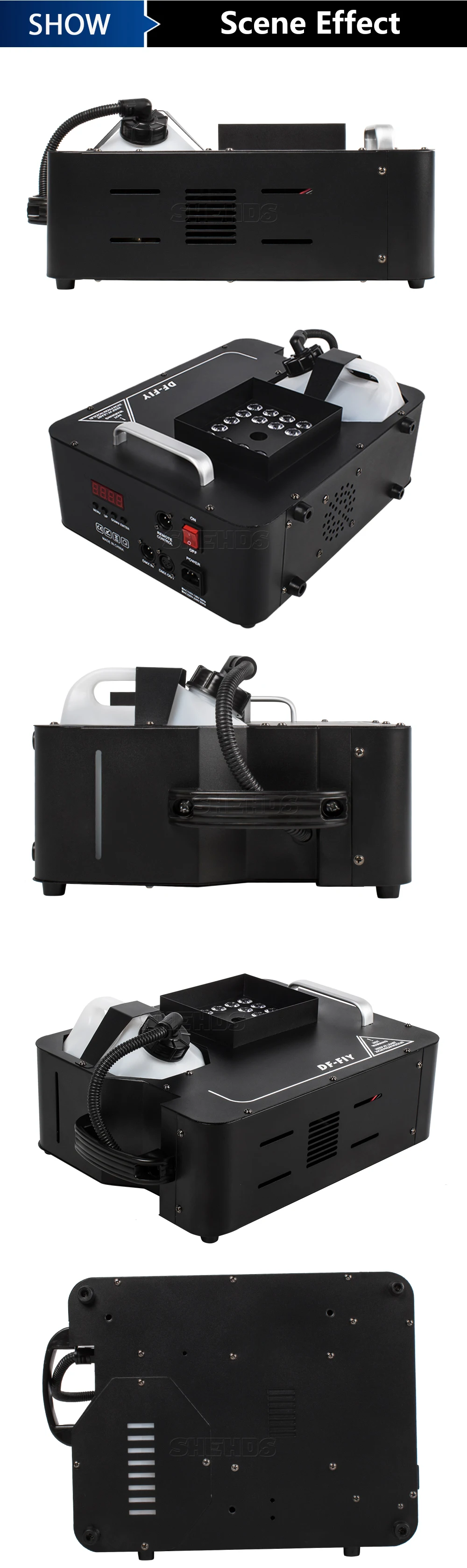 SHEHDS LED 24x9W RGB Somke Machine 1500W Smoke Machine Special effects equipment for KTV Party Wedding Concert