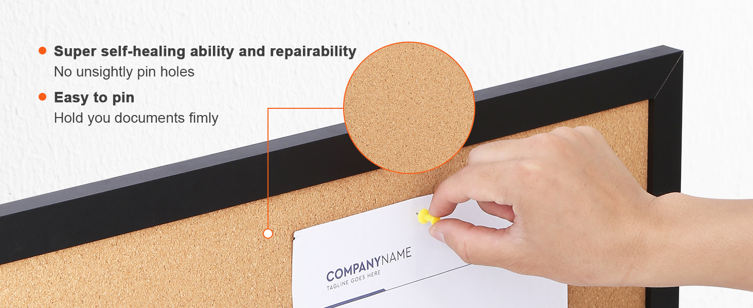 SucceBuy Cork Board 36x24/24x18 in Bulletin Board W/ MDF Sticker Frame Vision Board Includes 10 Pushpins for Display and Decoration