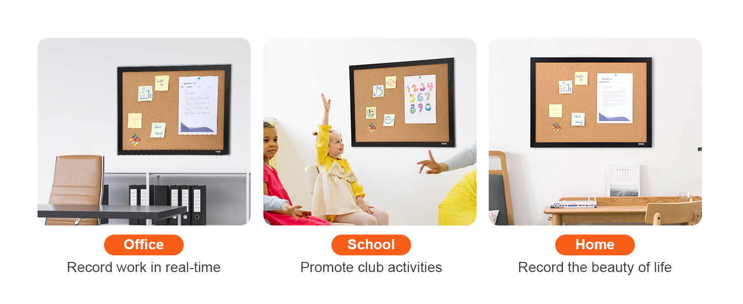 SucceBuy Cork Board 36x24/24x18 in Bulletin Board W/ MDF Sticker Frame Vision Board Includes 10 Pushpins for Display and Decoration
