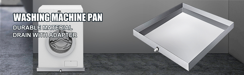 VEVOR Multi-Size Washing Machine Pan Stainless Steel Drip Drain Floor Overflow Catch With Welded Corners Drain Adapter Home Use