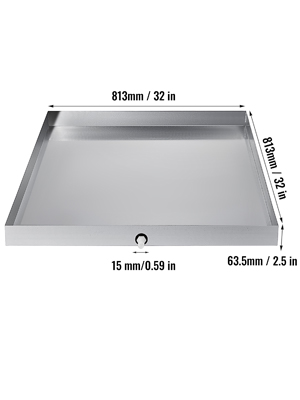 VEVOR Multi-Size Washing Machine Pan Stainless Steel Drip Drain Floor Overflow Catch With Welded Corners Drain Adapter Home Use