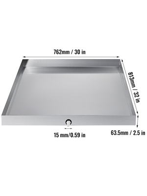 VEVOR Multi-Size Washing Machine Pan Stainless Steel Drip Drain Floor Overflow Catch With Welded Corners Drain Adapter Home Use