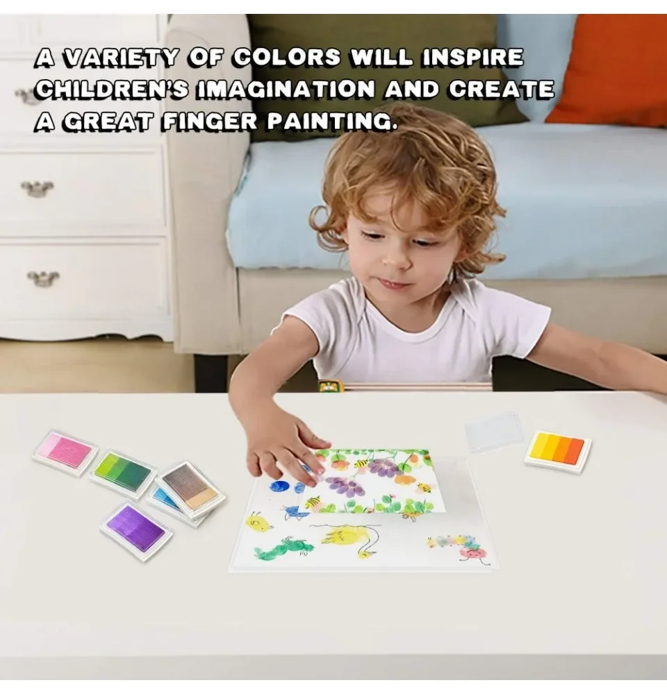 A set of 6 washable stamp ink pads in 24 colors