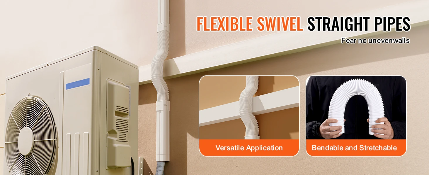 SucceBuy Mini Split Line Set Cover PVC Decorative Pipe Line Cover For Air Conditioner Easy to Install Paintable for Heat Pump