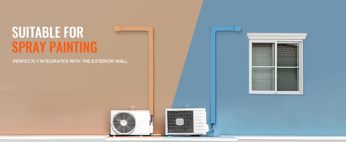 SucceBuy Mini Split Line Set Cover PVC Decorative Pipe Line Cover For Air Conditioner Easy to Install Paintable for Heat Pump