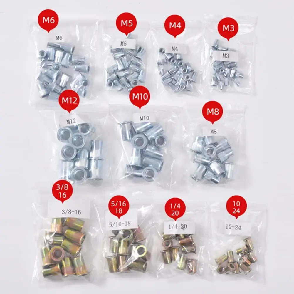 150PCS Professional Hand Rivnut Nut Thread Riveter Gun Repair Tool Set, 13” Rivnut Tool Kit with 11 Metric and SAE Mandrels