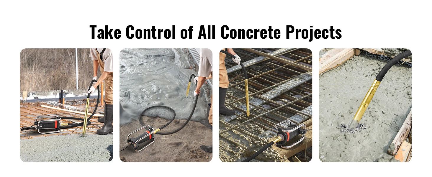 SucceBuy Electric Concrete Vibrator 1300W 16000 VPM 2HP Copper Motor Handheld Portable Pencil Remove Air Bubble and Level