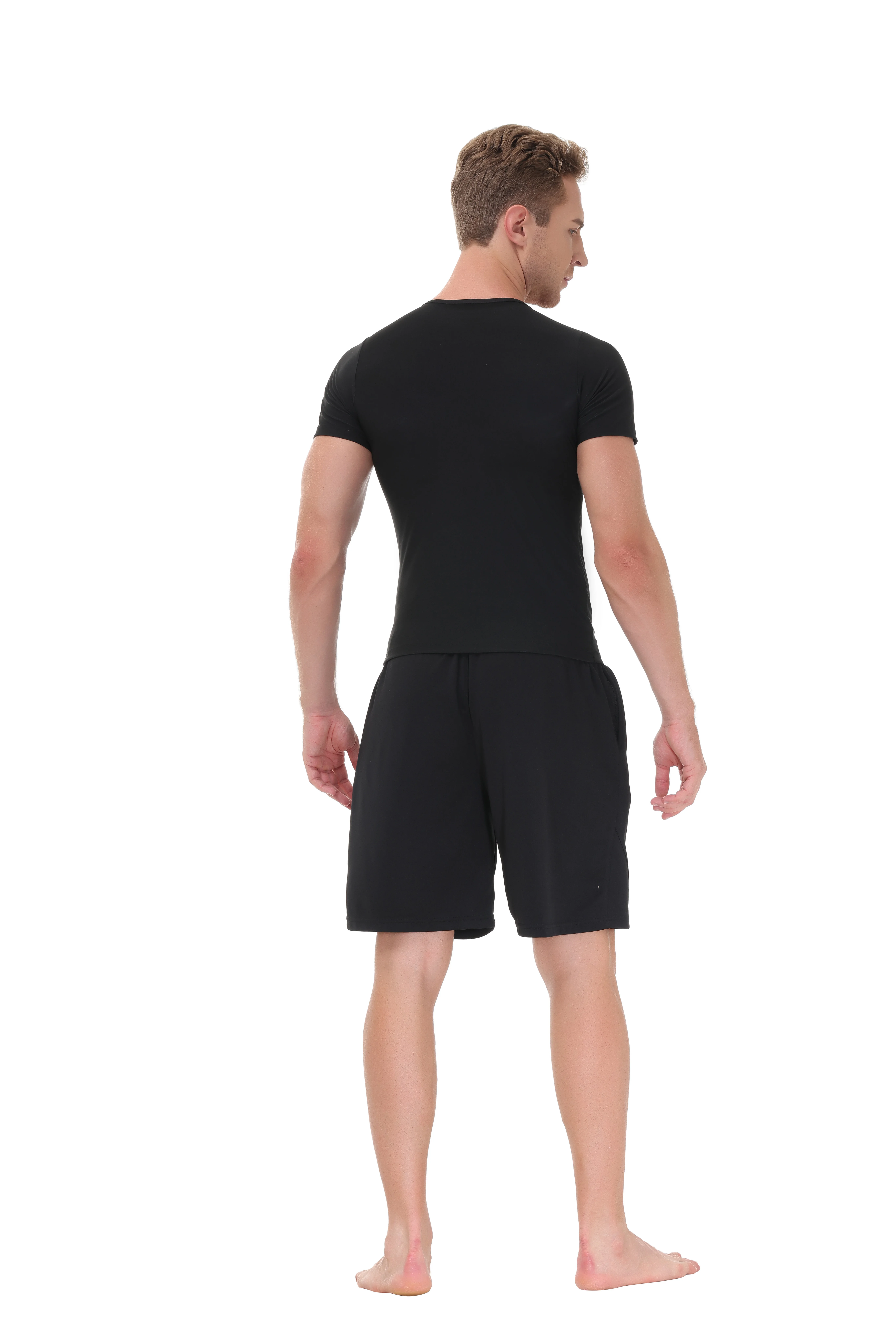 Pop Closets Sauna Shirt for Men Sweat Suit Short Sleeve Compression T-Shirt Weight Loss Body Shaper Shirts for Workout Sports