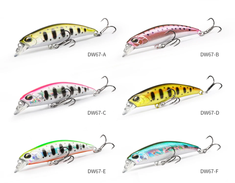 TSURINOYA 60S Sinking Minnow Fishing Lure DW67 60mm 6.1g Artificial Hard Bait Pike Bass Trout Jerkbait River Wobbler Crankbait