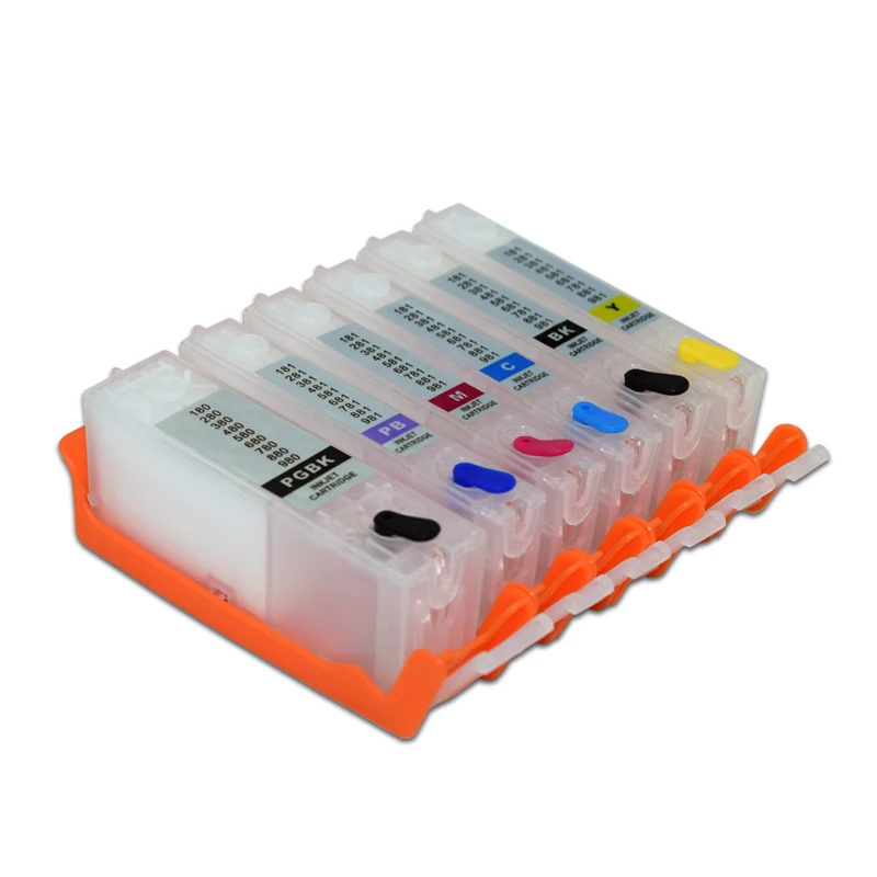 PGI 580 581 Refillable Ink Cartridge With Permanent Chip For Canon PIXMA Ts705 TR7550 TR8550 TS6150 TS8150 TS9150 TS9155 Printer