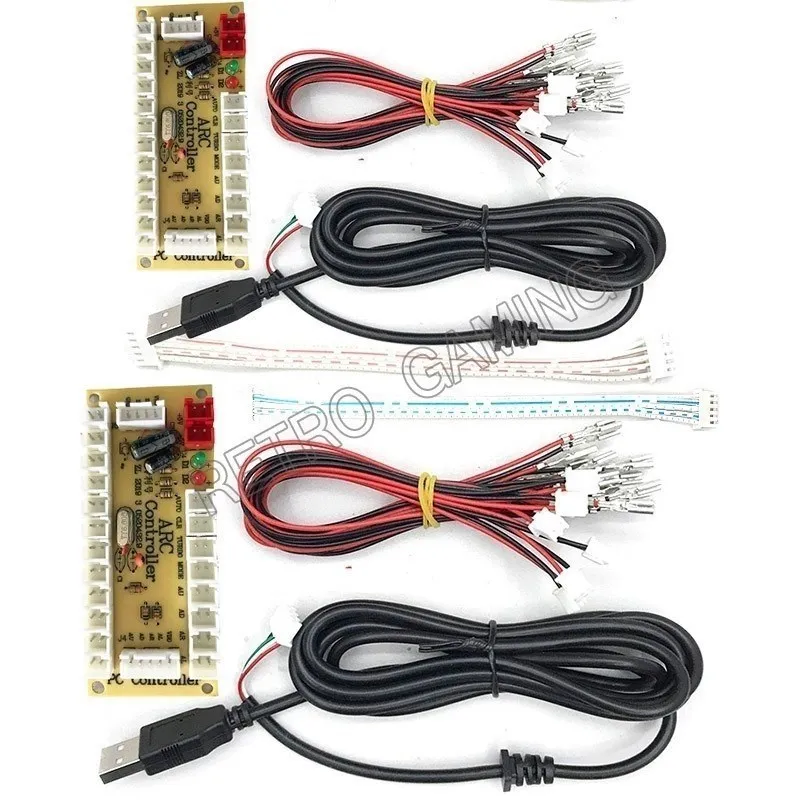 PC USB Zero Delay Encoder Circuit Board Kit Led Push Button Joystick 2.8mm 4.8mm 5Pin Cable For Raspberry Pi 4 Arcade DIY