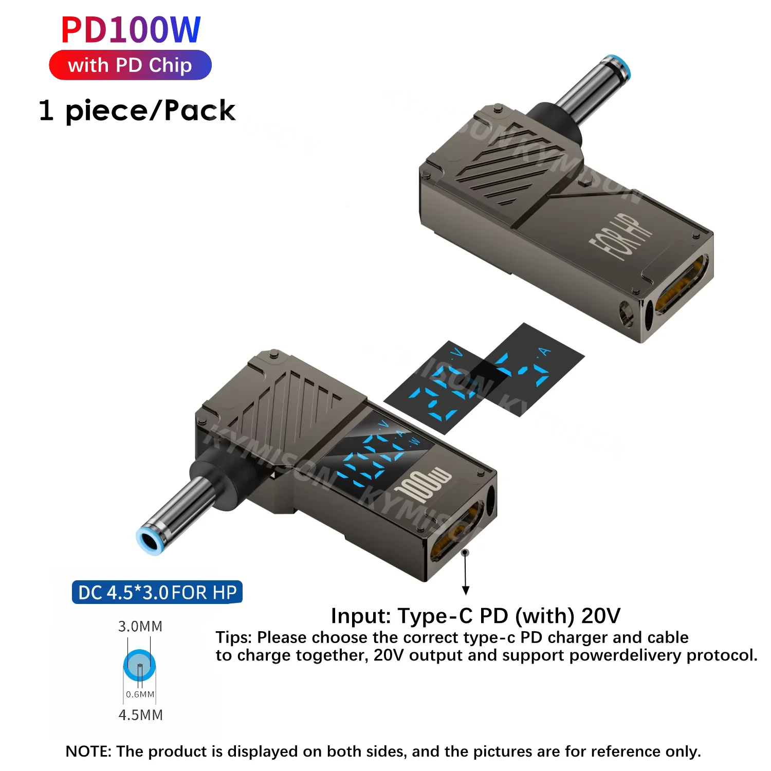 Type C to 4.5x3.0mm Plug Converter 100W USB C PD Fast Charging Cable for HP / Dell Laptop Charger DC 4.5*3.0