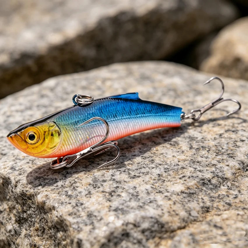 1 PCS 7 CM / 17.8g Winter Hard Sea Fishing Lure VIB 3D Bait Eyes The Swivel Diving Jig Wing Wobbler Pesca Crank Lures Swimbait